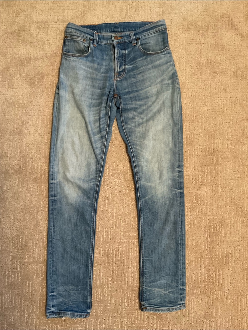 Nudie Men Jeans Grim Tim Slim Straight Mid Blue Wash 32x34 EUC Classic Timeless